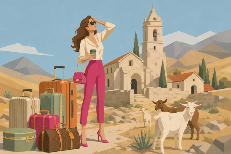 Cover illustration for Six Suitcases and a Vow of Silence, C1 Spanish story