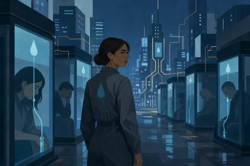 Cover illustration for The Grief Grid, C1 Spanish story