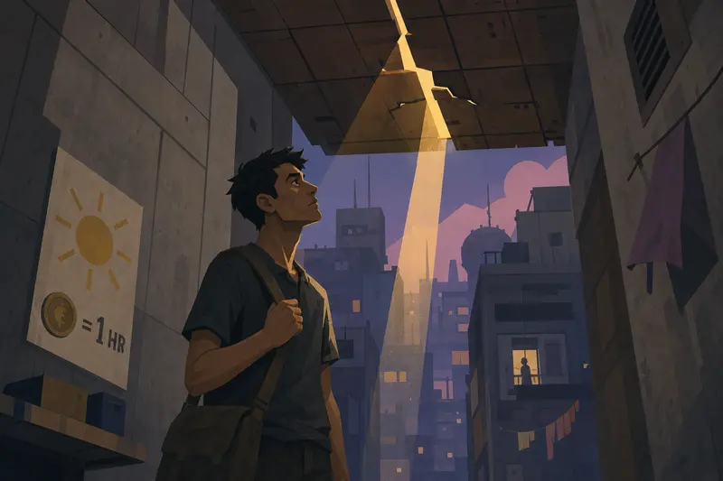 Cover illustration for The Crack in the Panel, A2 Spanish story