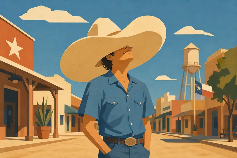 Cover illustration for Texas on His Head, A1 Spanish story