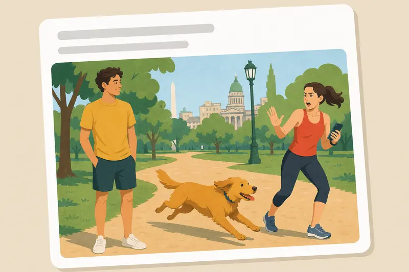 Cover illustration for AITJ for letting my dog run without a leash in the park?, A2 Spanish story