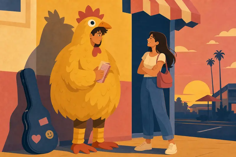 Cover illustration for The Boy Inside the Chicken, B1 Spanish story