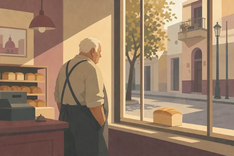 Cover illustration for The Bread on the Window, A0 Spanish story