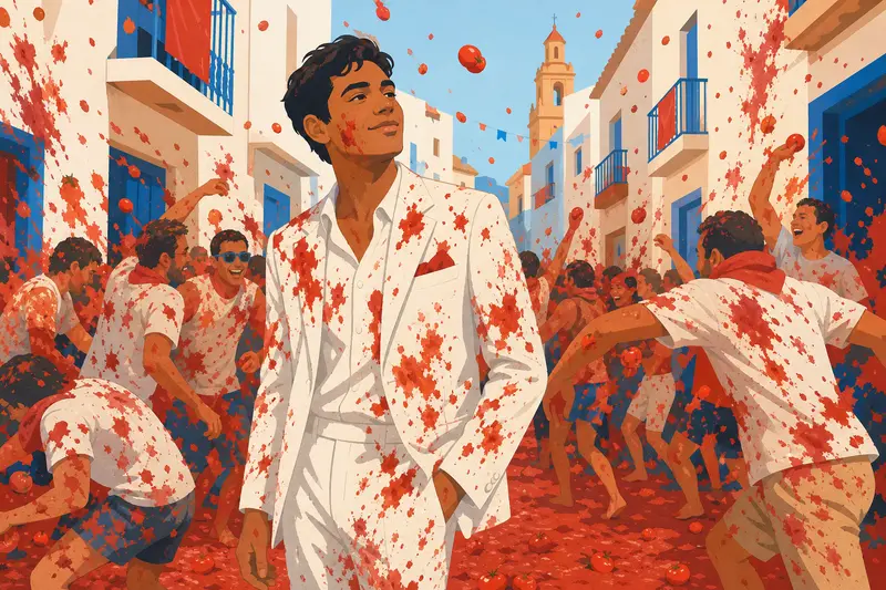 Cover illustration for The White Suit, A1 Spanish story