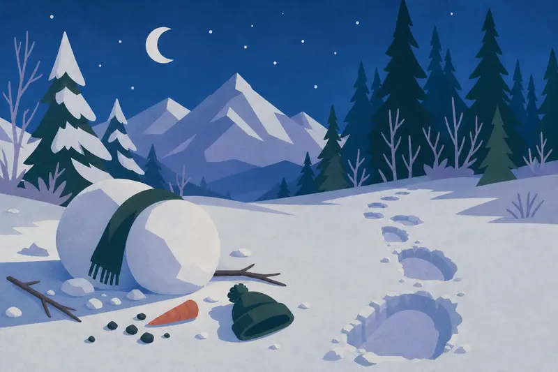 Cover illustration for The Snowman That Walked Away, A2 Spanish story