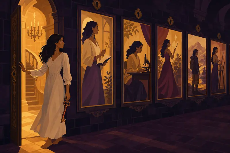 Cover illustration for The Gallery of Unlived Lives, C2 Spanish story