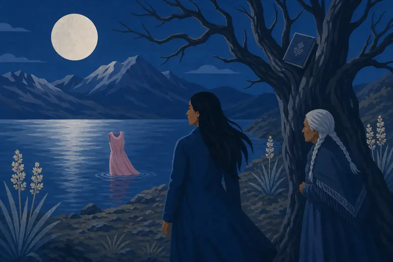 Cover illustration for Her Name in the Old Tree, A0 Spanish story