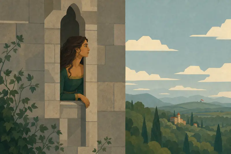 Cover illustration for The Tall Window, A0 Spanish story