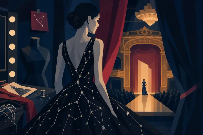 Cover illustration for The Constellation Dress, B2 Spanish story