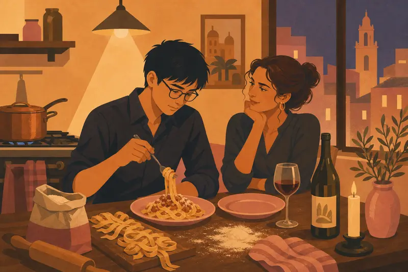 Cover illustration for Tagliatelle for the Teacher, A2 Spanish story