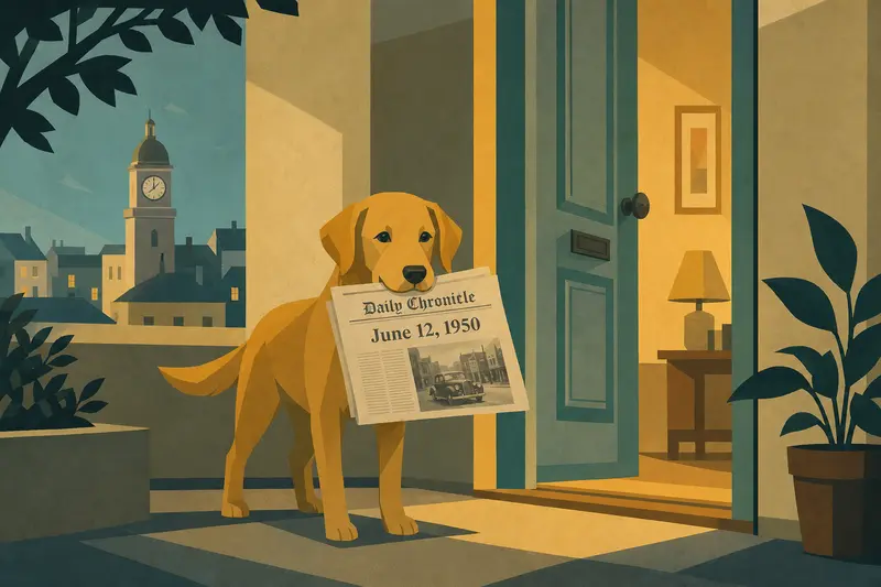 Cover illustration for The Dog With Yesterday's News, A1 Spanish story