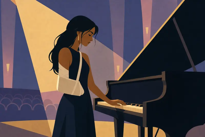 Cover illustration for One Hand on the Piano, A1 Spanish story