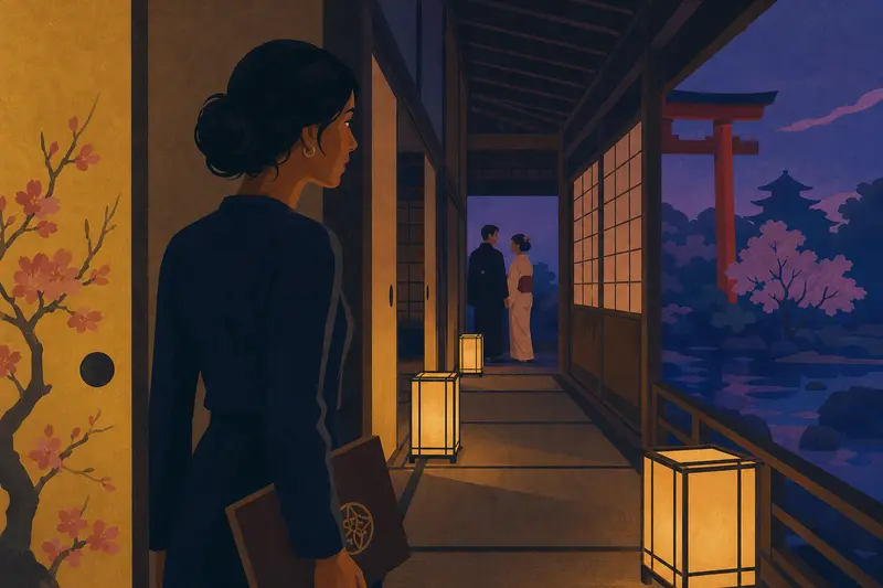 Cover illustration for The Kyoto Arrangement, C1 Spanish story