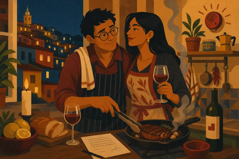 Cover illustration for Salt, Fire, and Saturdays, A1 Spanish story