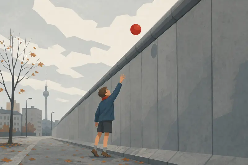 Cover illustration for The Red Ball Over the Wall, A2 Spanish story