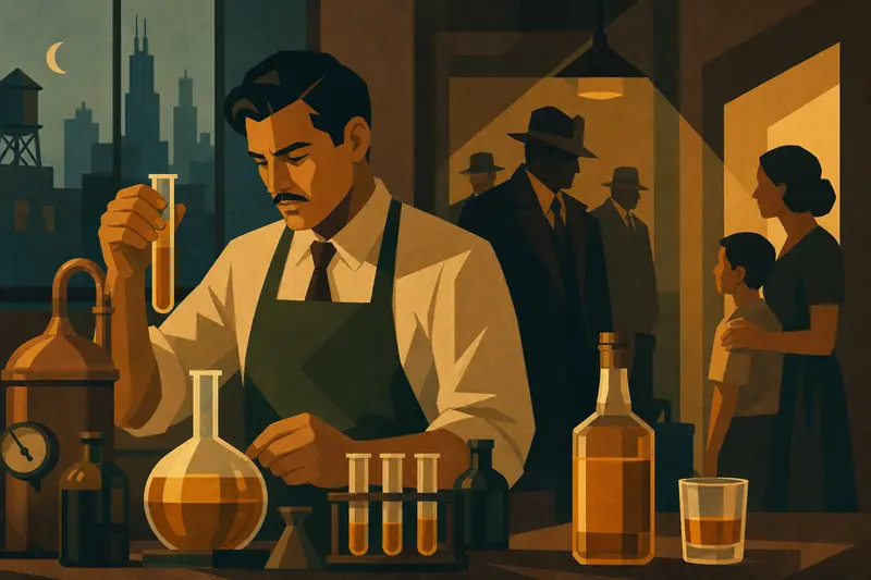 Cover illustration for The Chemist of Pilsen, B2 Spanish story