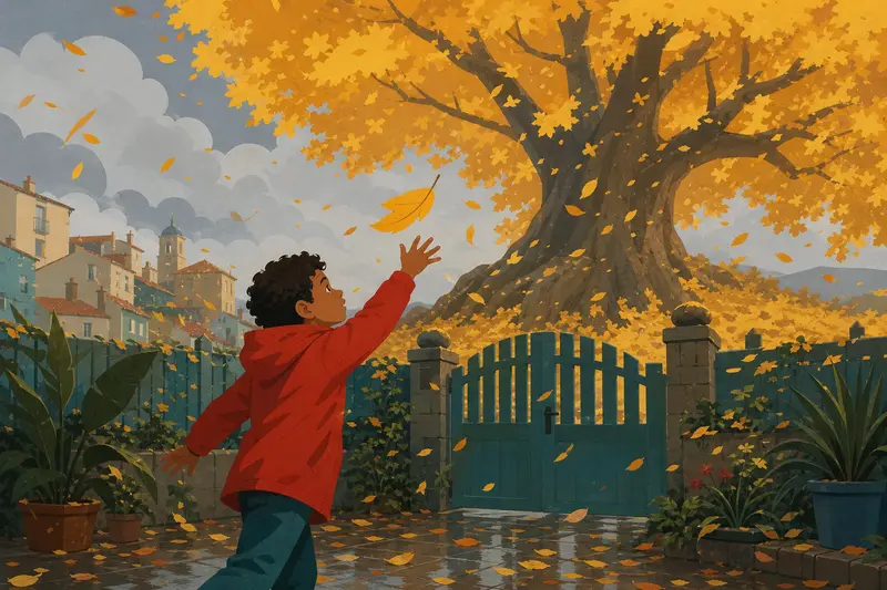 Cover illustration for One Leaf, One Wish, A0 Spanish story