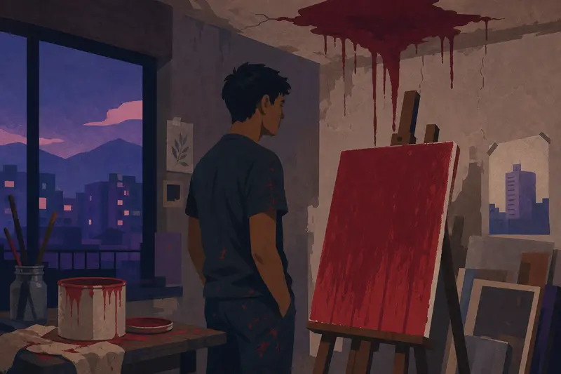 Cover illustration for The Red That Never Dries, C1 Spanish story