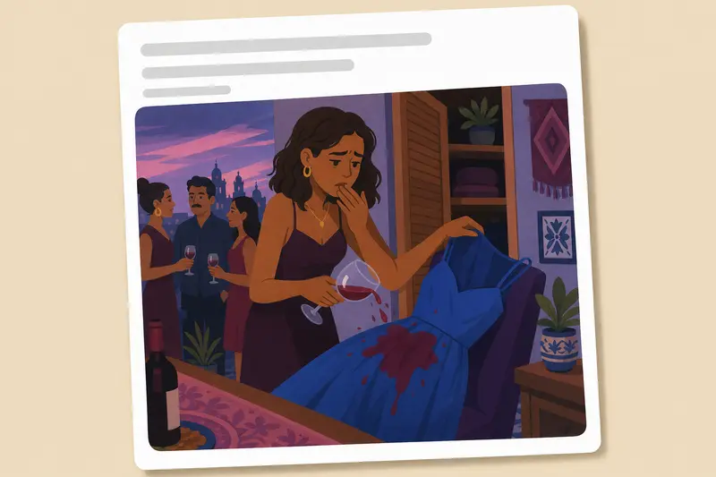 Cover illustration for AITJ for borrowing my sister's dress and not telling her I ruined it?, A1 Spanish story
