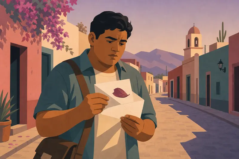 Cover illustration for The Letter from 2035, A1 Spanish story