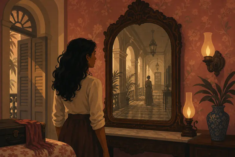 Cover illustration for The Mirror That Remembers, A2 Spanish story