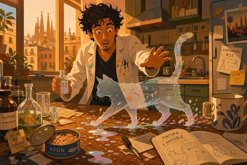 Cover illustration for The Invisible Cat, A2 Spanish story