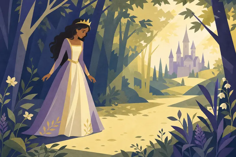 Cover illustration for The Princess Without a Shadow, A0 Spanish story