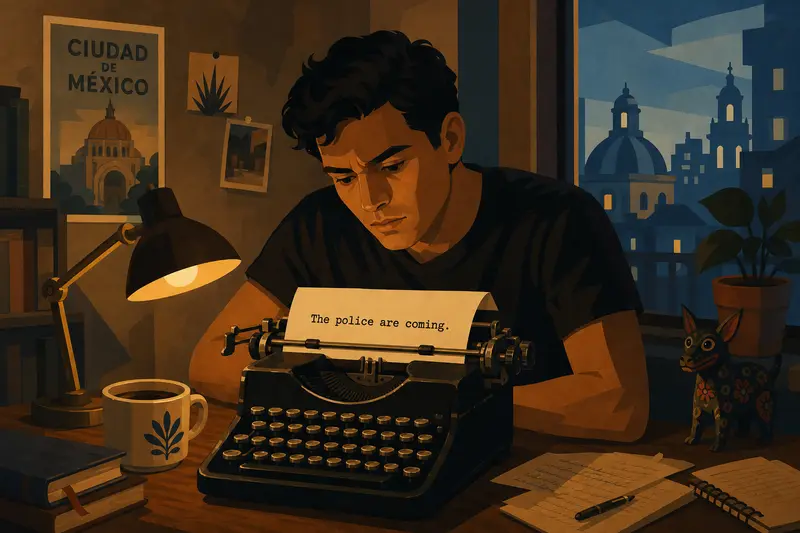 Cover illustration for The Typewriter's Confession, A2 Spanish story