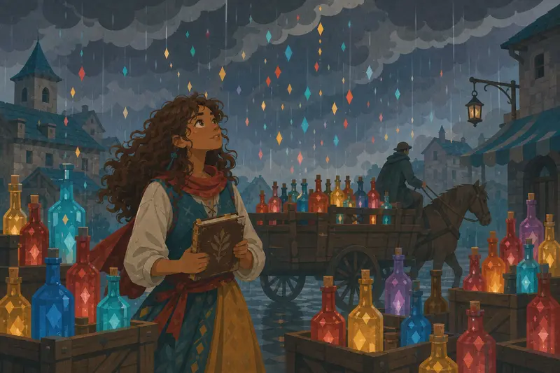Cover illustration for The Night of a Hundred Bottles, B1 Spanish story