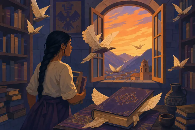Cover illustration for A Window Open at Sunset, A2 Spanish story