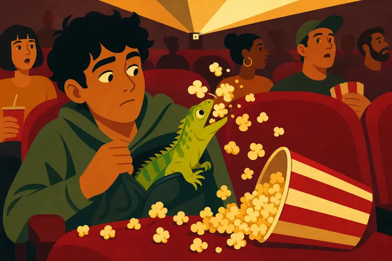 Cover illustration for The Popcorn Thief, A2 Spanish story