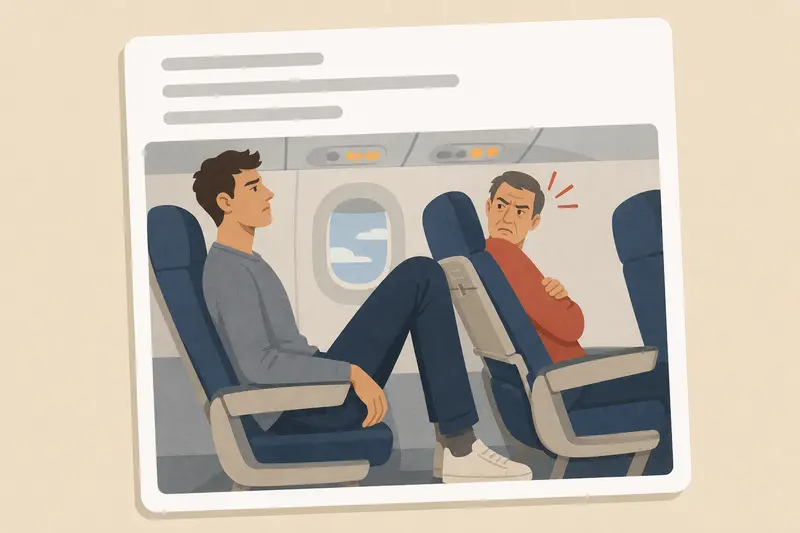 Cover illustration for AITJ for not moving my legs on the airplane?, A1 Spanish story