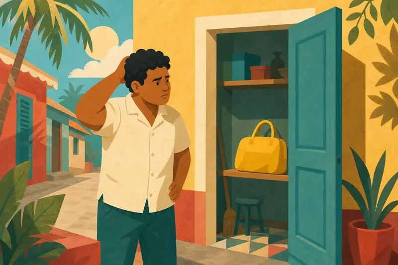 Cover illustration for Where Is the Red Bag?, A0 Spanish story