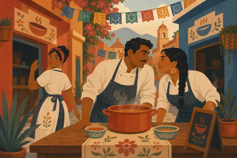 Cover illustration for One Pot for Two, A1 Spanish story