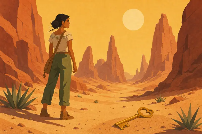 Cover illustration for The Key in the Sand, A1 Spanish story