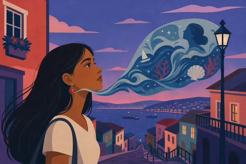 Cover illustration for The Sea Inside the Earrings, A0 Spanish story