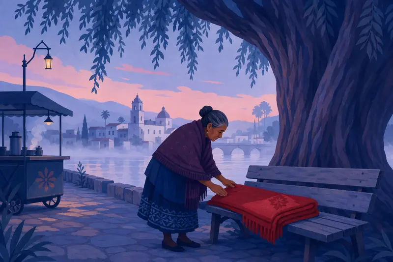 Cover illustration for A Red Blanket at Eight O'Clock, A0 Spanish story