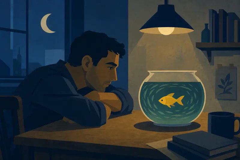 Cover illustration for The Fish That Knows His Name, A0 Spanish story