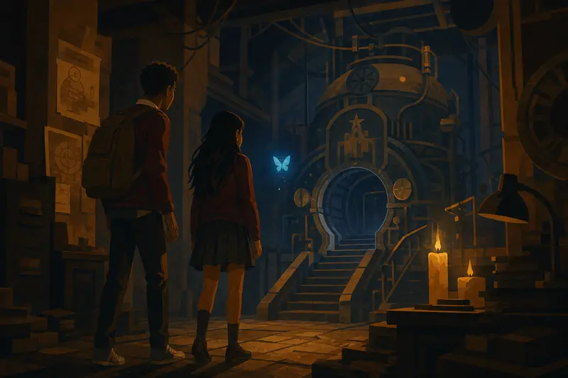 Cover illustration for The Door Below, A0 Spanish story
