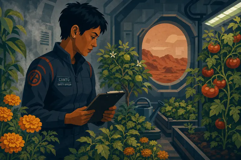 Cover illustration for The Gardener of Module Nine, B2 Spanish story