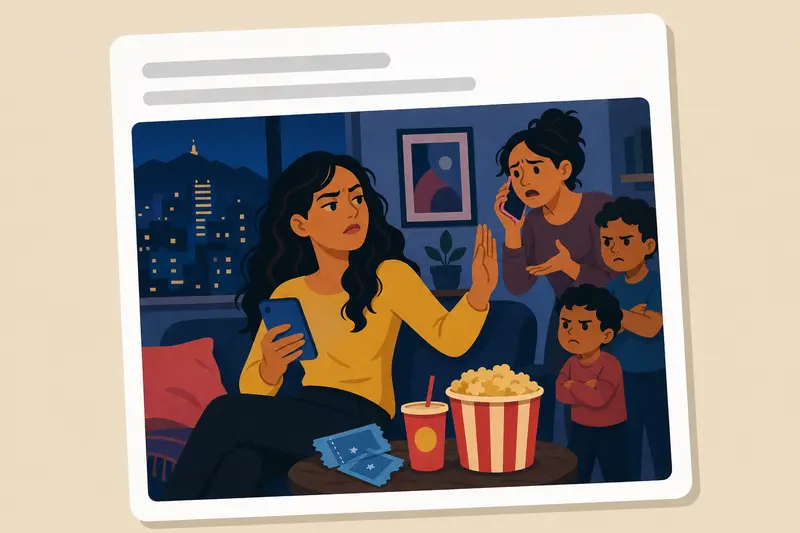 Cover illustration for AITJ for refusing to babysit my nephews because I already had movie tickets?, B1 Spanish story