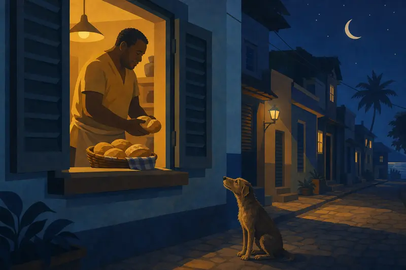 Cover illustration for Bread and the Night, A0 Spanish story
