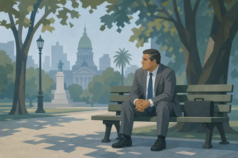 Cover illustration for The Suit and the Park Bench, A2 Spanish story