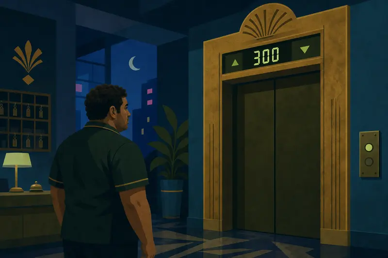 Cover illustration for Floor Three Hundred, A1 Spanish story
