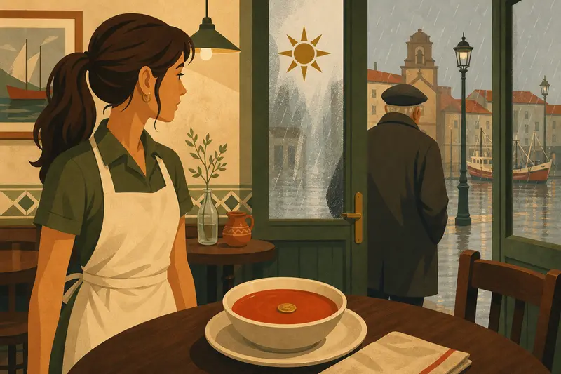Cover illustration for The Coin in the Full Bowl, A1 Spanish story