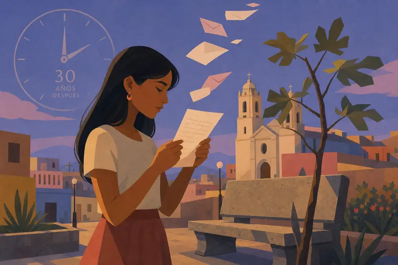 Cover illustration for The Letter with No Stamp, A2 Spanish story