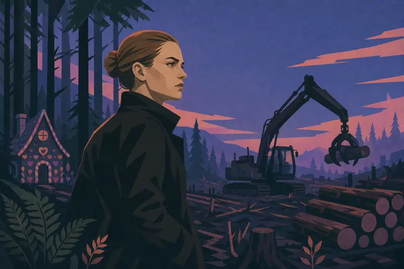 Cover illustration for The Girl Who Burned the Forest, C1 Spanish story