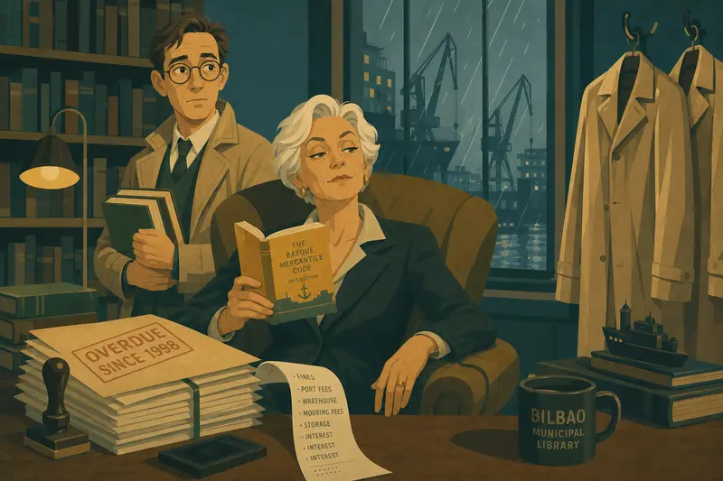 Cover illustration for Overdue Since 1998, C1 Spanish story