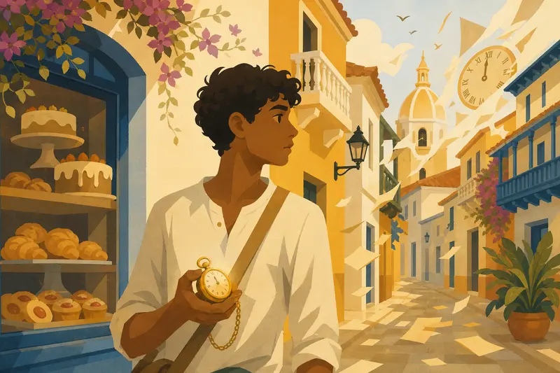 Cover illustration for The Noon Thief, A2 Spanish story