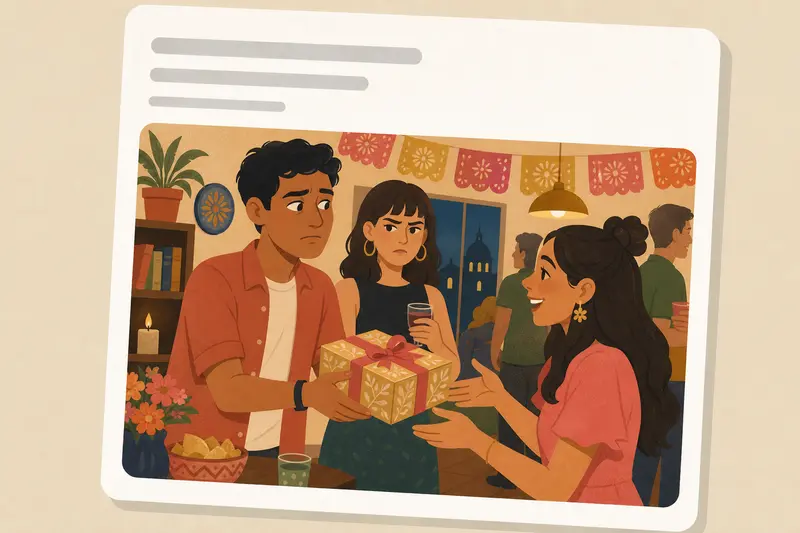 Cover illustration for AITJ for giving away a birthday gift from my friend?, A1 Spanish story